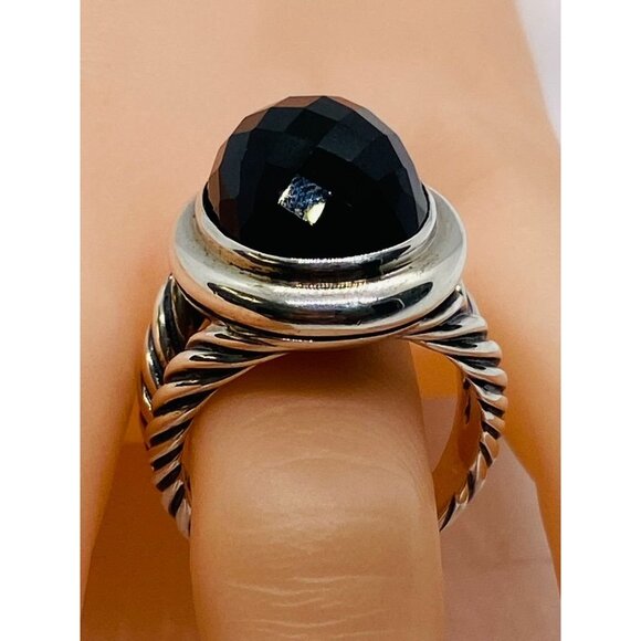 David Yurman Albion Onyx Sterling Silver 925 Oval Ring Size 8 - Picture 8 of 13